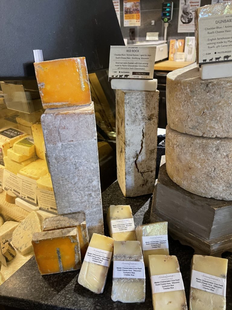 Cheeses on display at Fromagination