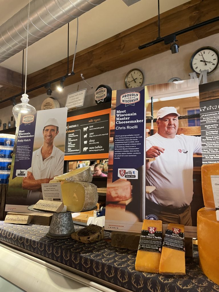 Displays at Fromagination highlighting the cheesemakers of Wisconsin 