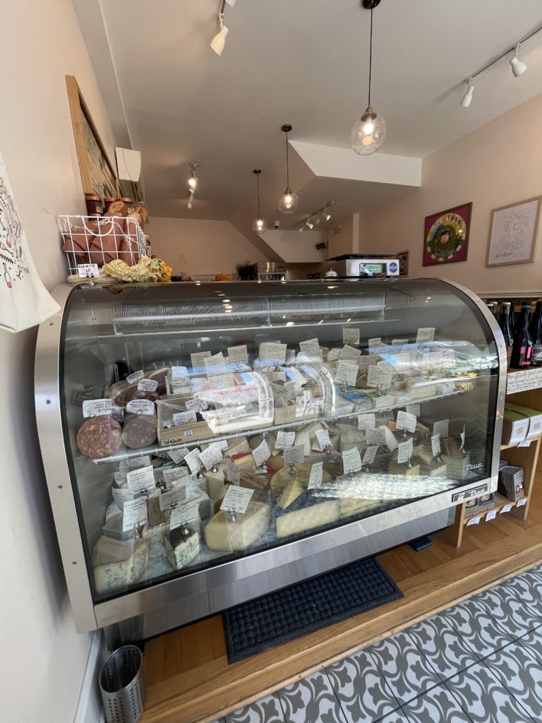 The cheese case at The Rhined cheese shop in Cincinnati, Ohio