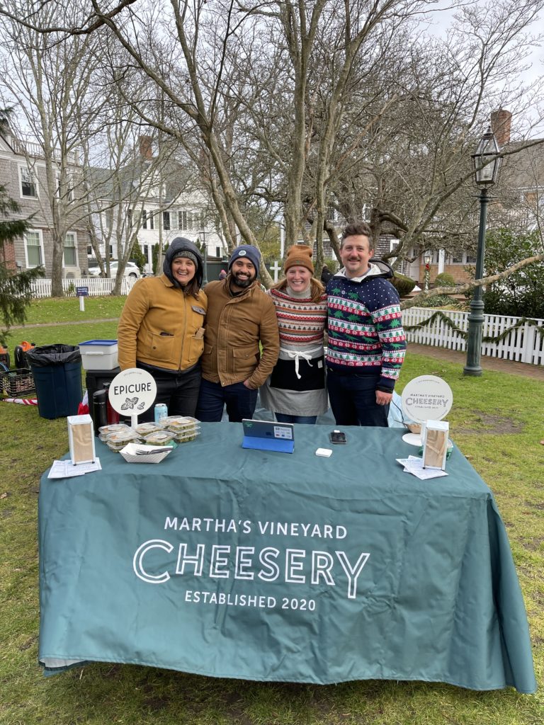 Morgen and Alex alongside Meredith and Naji at the Christmas in Edgartown Faire at the Town Green