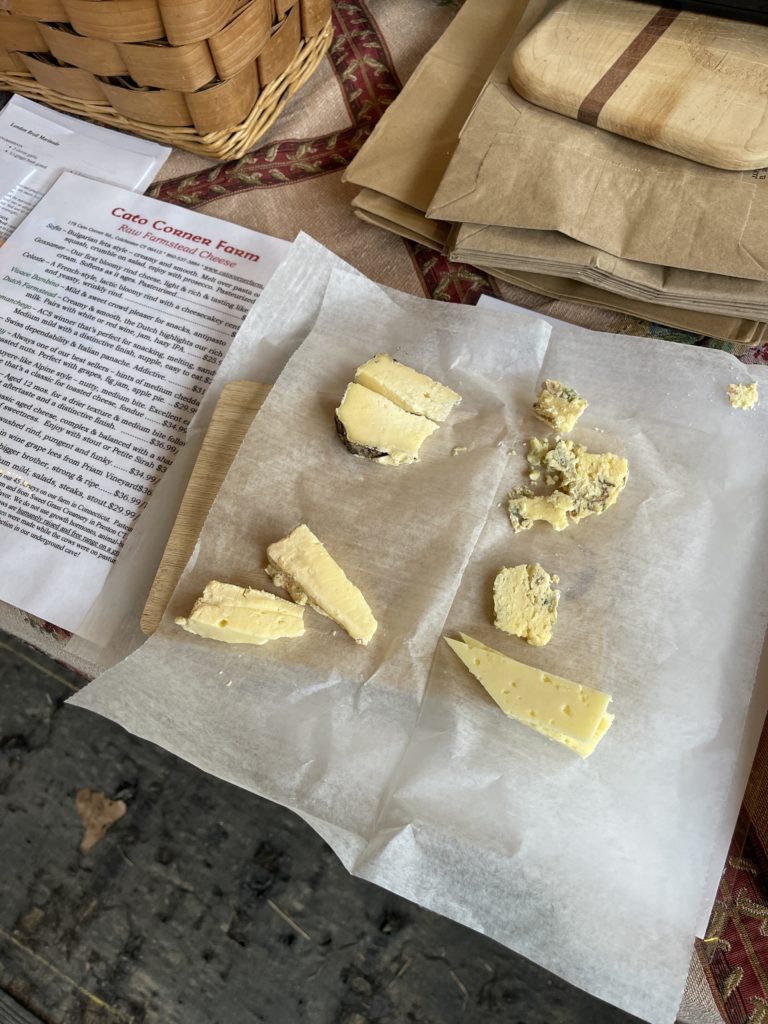 Another tasting plate of Cato Corner Farm cheeses.